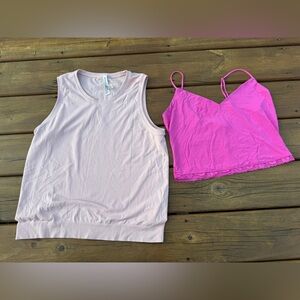 Victoria’s Secret Lace Sleeveless Top and Athleta Activewear Mesh Tank Top